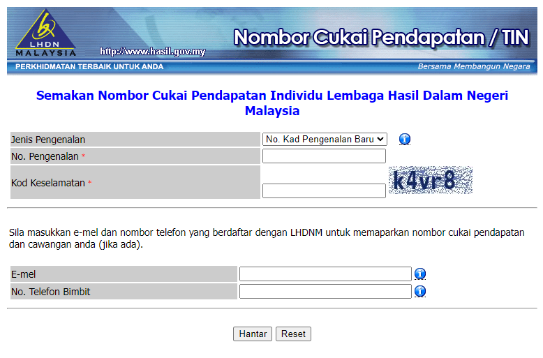 semakan nombor cukai pendapatan